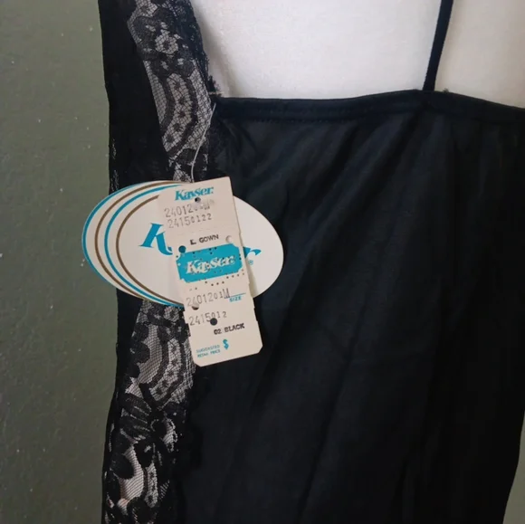 Vintage Black Lace Trim Long Chemise Slip - Picture 5 of 7